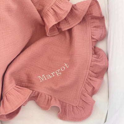 Personalised Dusky Pink Frill Blanket