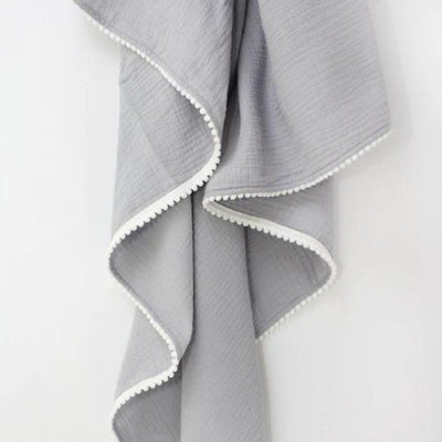 Grey Pom Pom Swaddle
