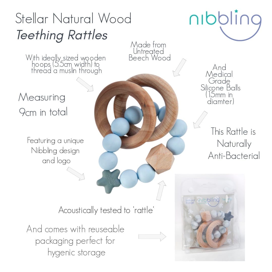 Nibbling Stellar Natural Wood Teething Toy – Sage