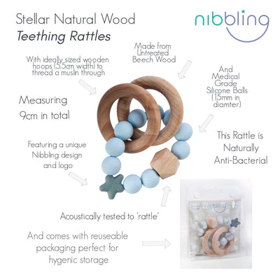 Nibbling Stellar Natural Wood Teething Toy – Sage