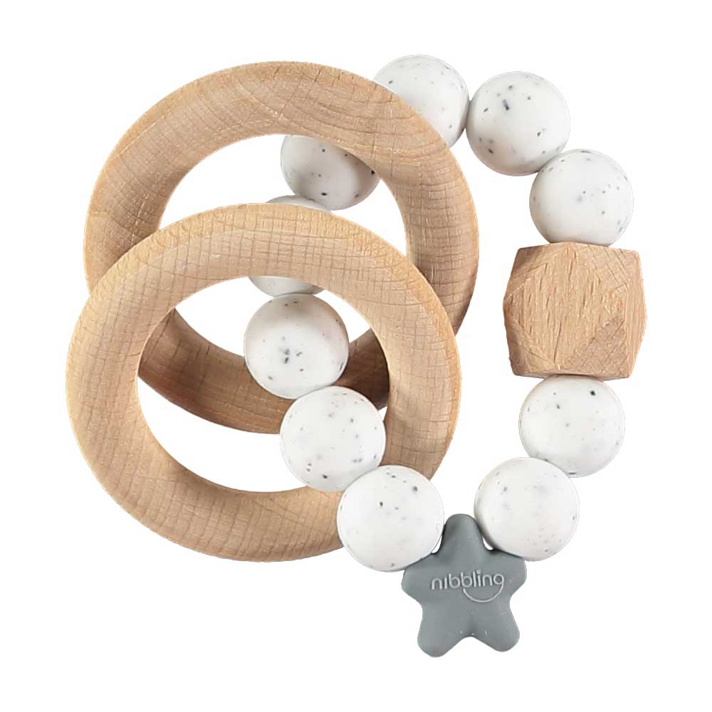 Nibbling Stellar Natural Wood Teething Toy – Speckled