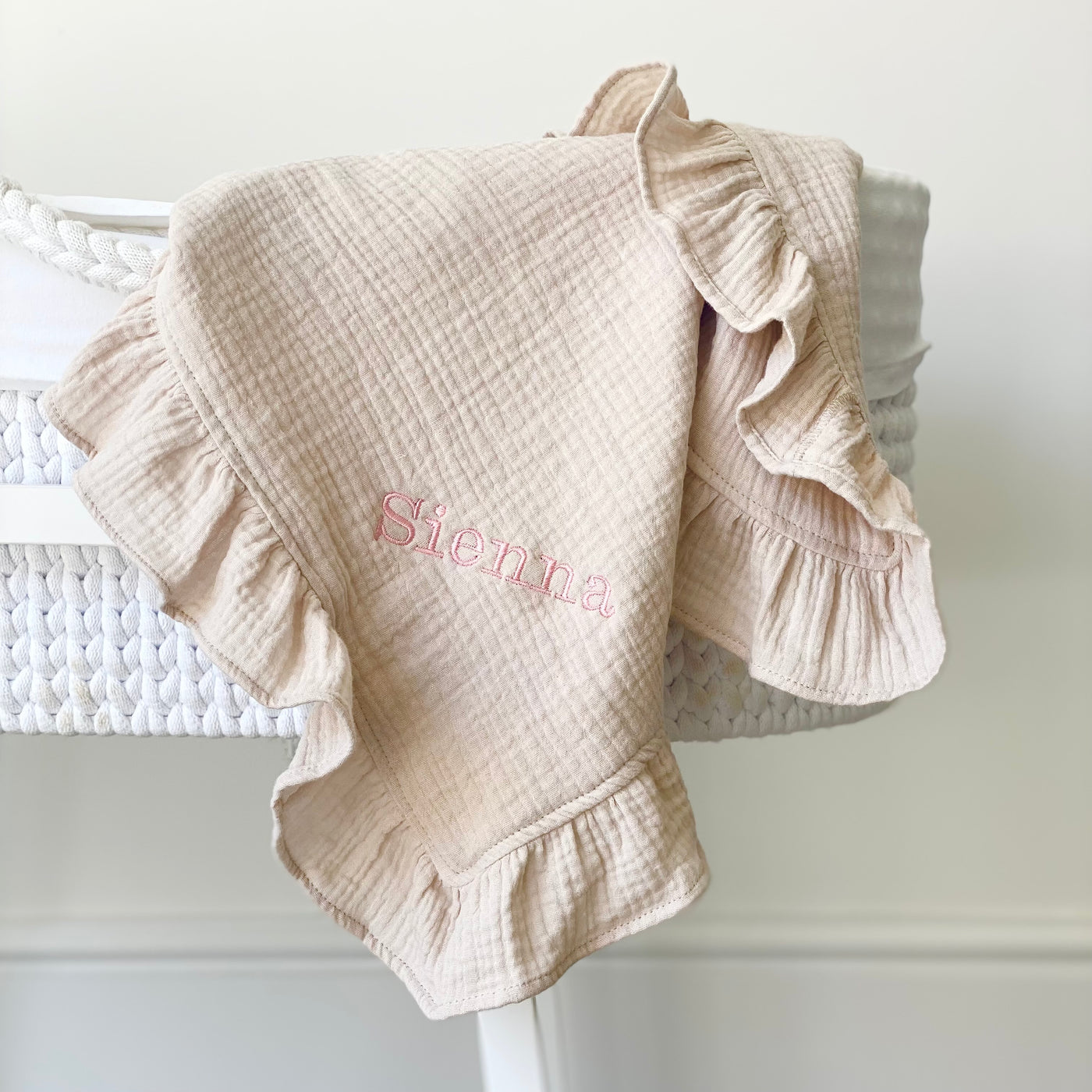 Personalised Stone Frill Blanket