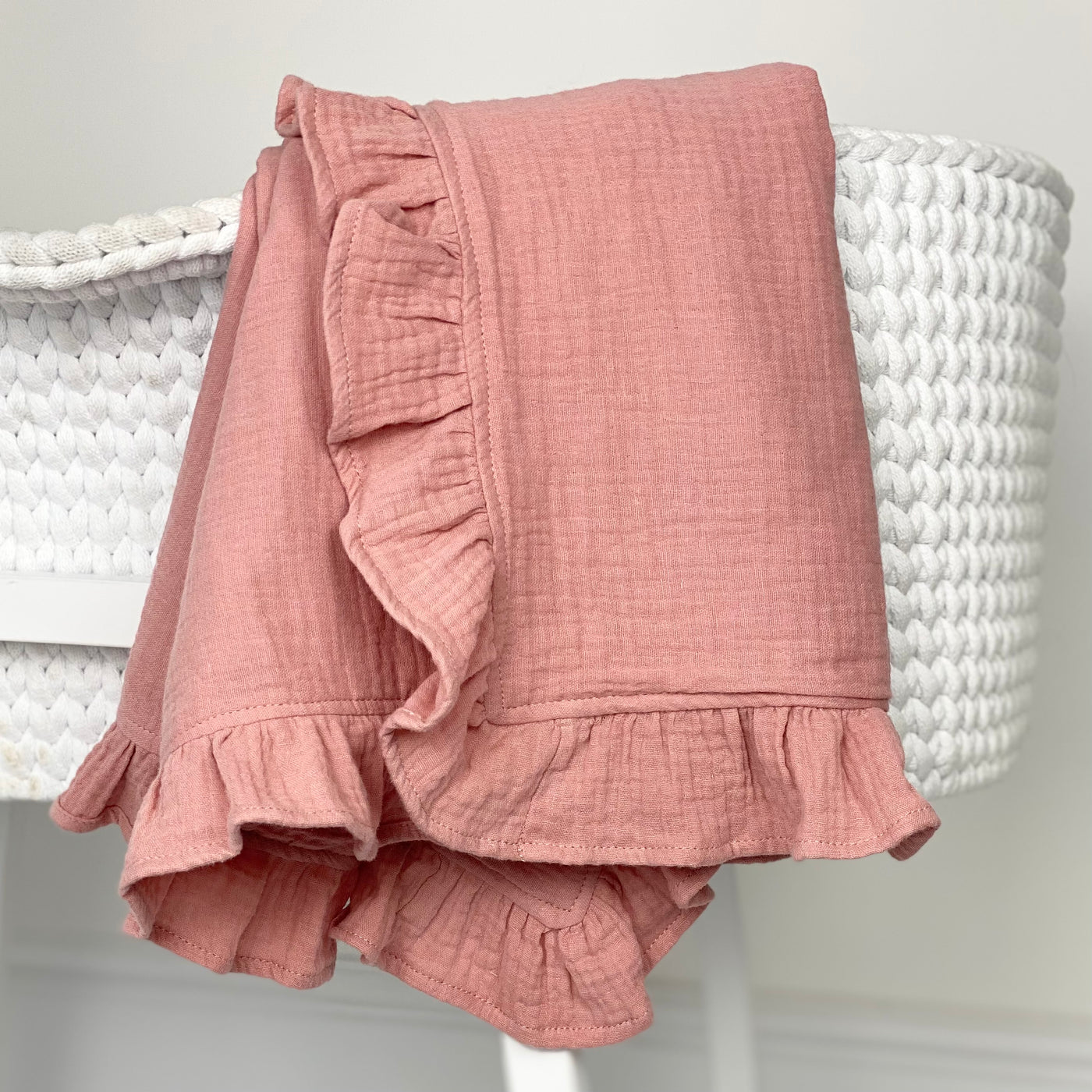 Dusky Pink Frill Blanket