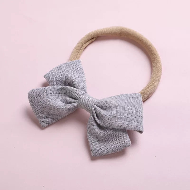Dove Grey Dainty Bow Headband