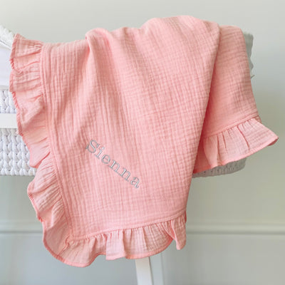 Personalised Pink Frill Blanket