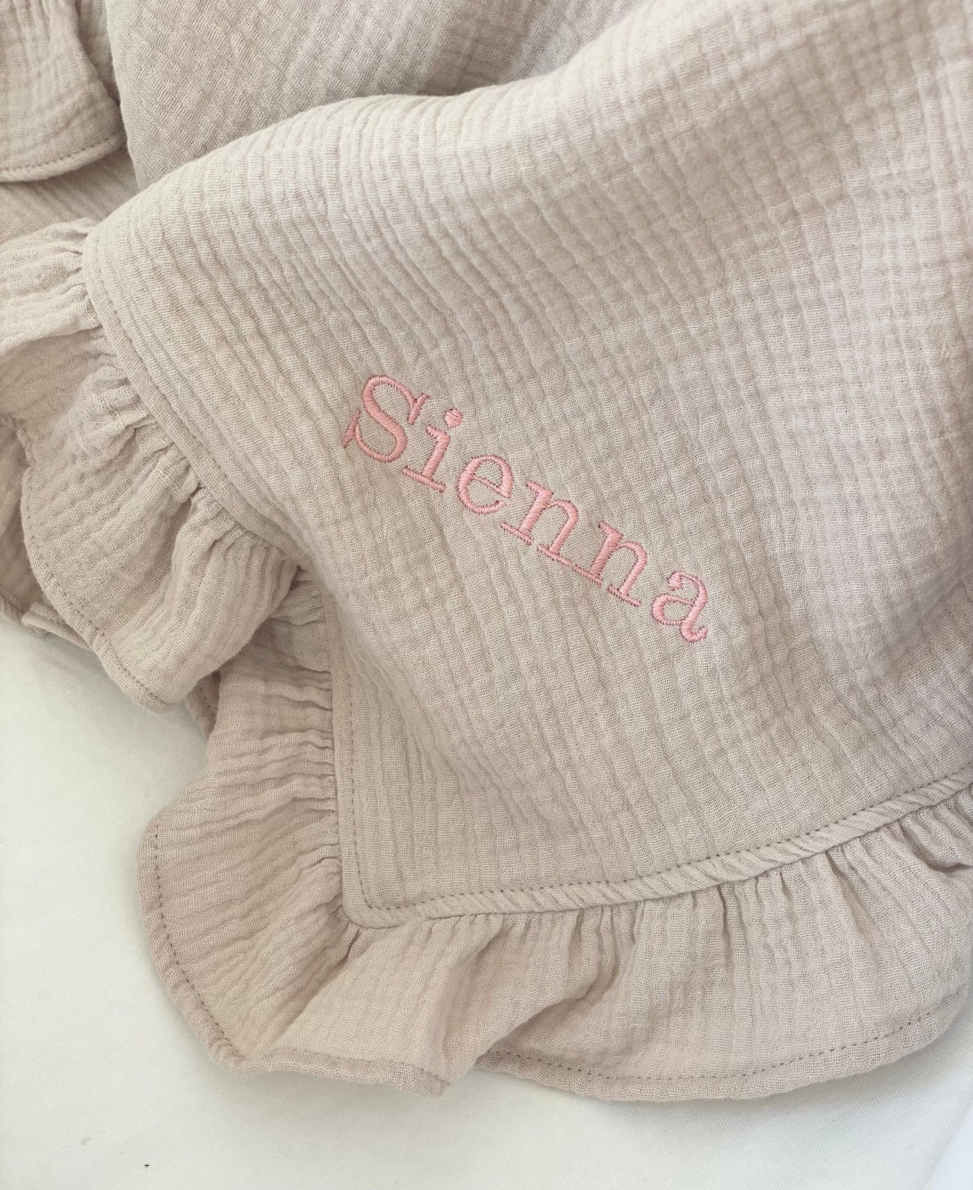 Personalised Stone Frill Blanket
